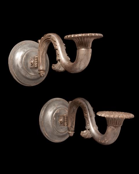 Silver Leafed Wood Art Deco Sconces, Italy Early 20th Century