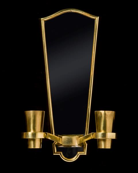 Mirrored backand brass two light sconce, France, circa 1940