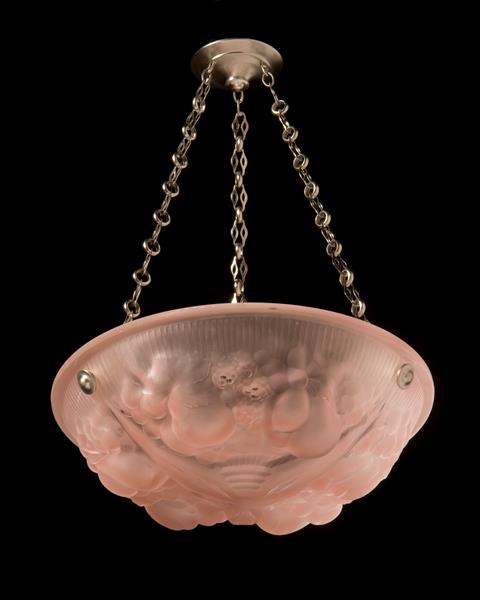 Molded Peach Colored Art Deco Pendant By 
