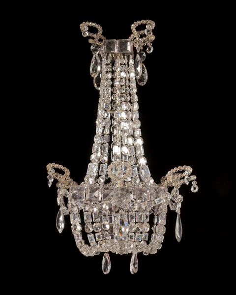 DIRECTOIRE Style crystal square basket chandelier, France, circa