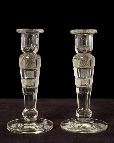 Pair of cut crystal candle sticks, England circa 1870