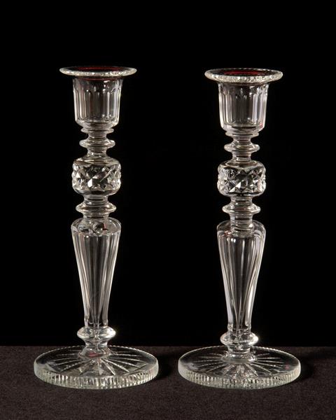 Cut crystal candle sticks, England, 19th Century