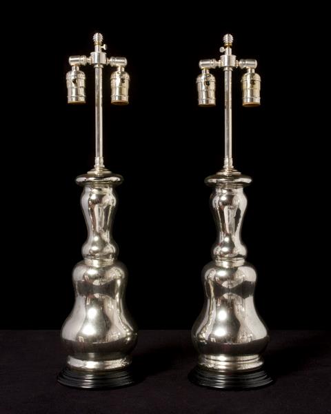 Mercury glass lamps, England, circa 1920