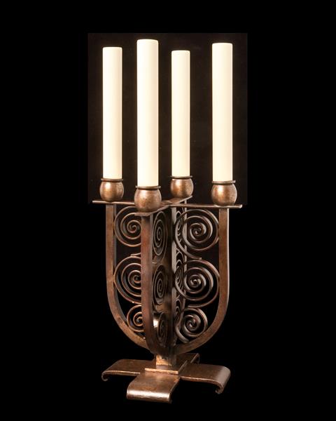 Wrought Iron Four Light Candelabra By "EDGAR BRANDT", France 20t