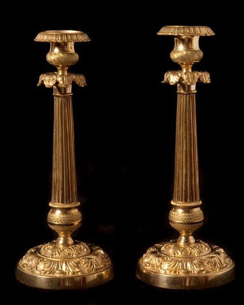 Louis Phillippe gilt bronze candle sticks, France circa 1830