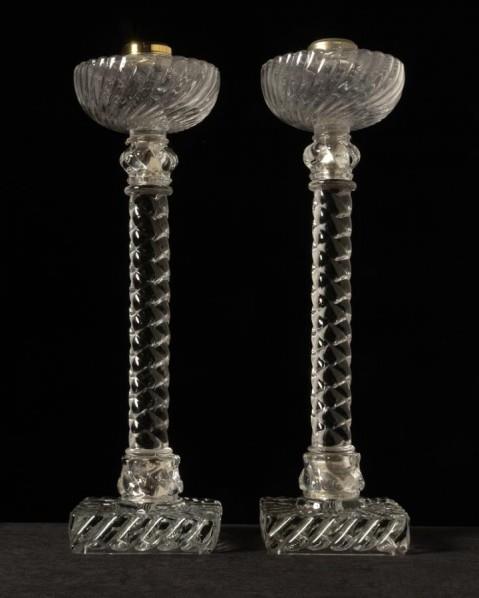 Crystal Twist Baccarat Table Lamps, France 19th Century
