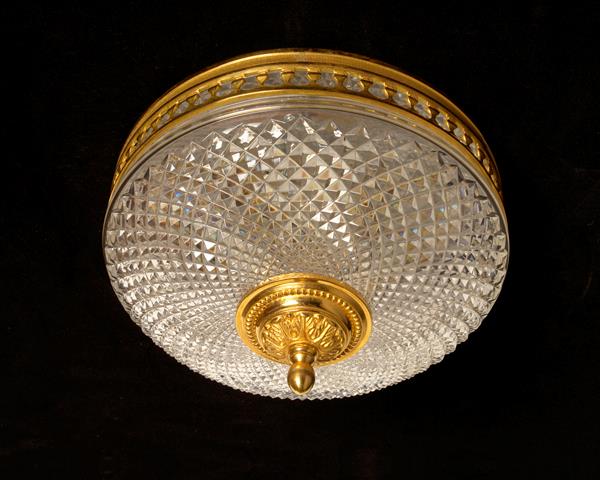 Gilt Bronze And Cut Crystal Two Light Flush Mount