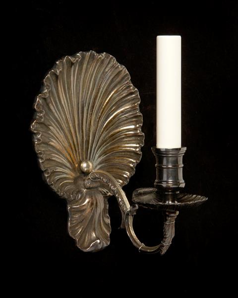 "COQUILLE" Silvered Bronze Shell Motif  One Light Sconce