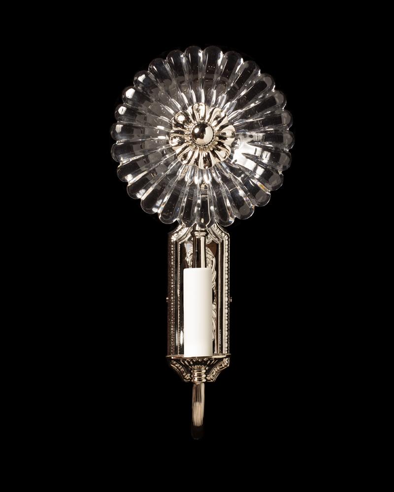 Nickeled  Bronze And Crystal Flower Motif 