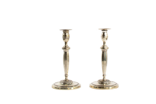 Silvered Bronze Directoire Candlesticks, France Early 19th Centu Default