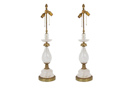 Rock Crystal and Gilt Bronze Two Light Table Lamps by "ELF CALDW Default