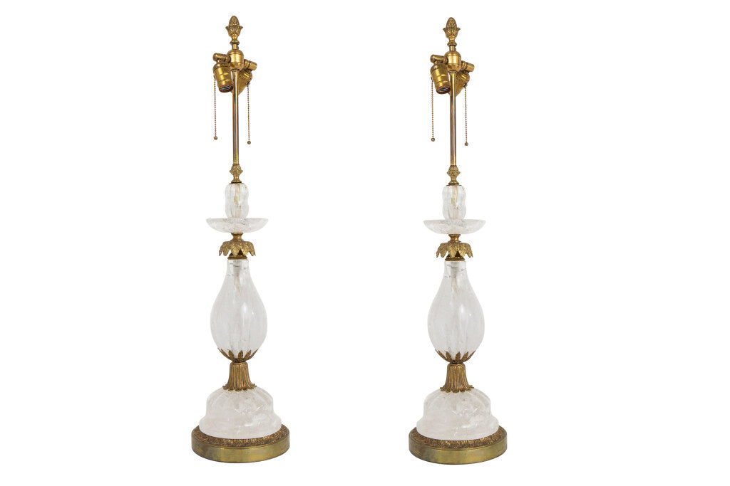 Rock Crystal and Gilt Bronze Two Light Table Lamps by "ELF CALDW Default