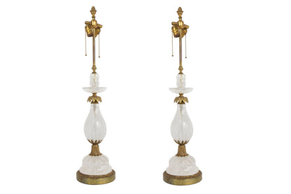 Rock Crystal and Gilt Bronze Two Light Table Lamps by "ELF CALDW Default