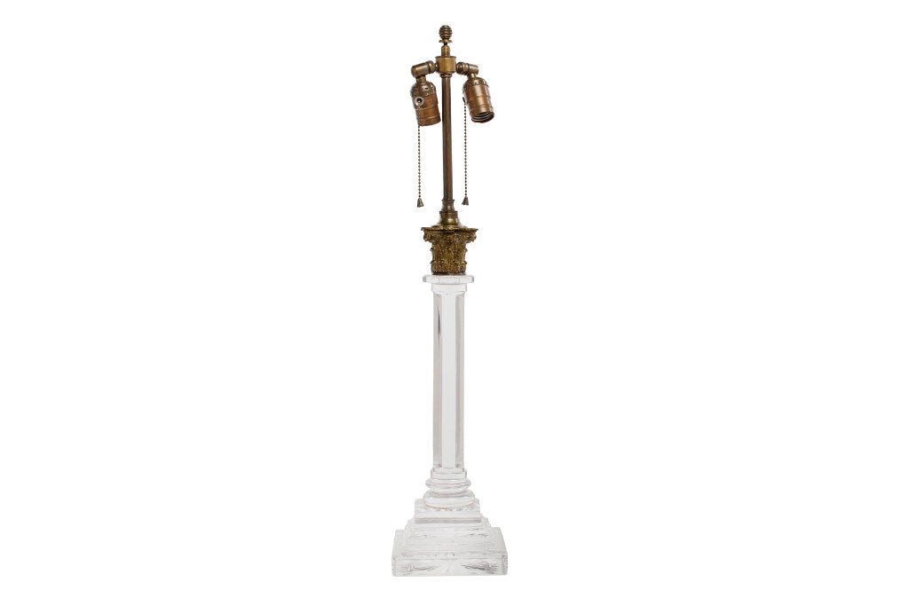 Cut Crystal Regency Column Lamp With Gilt Bronze Capital Default