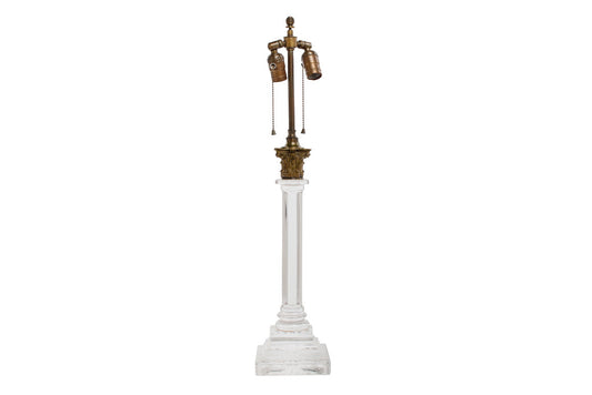 Cut Crystal Regency Column Lamp With Gilt Bronze Capital Default