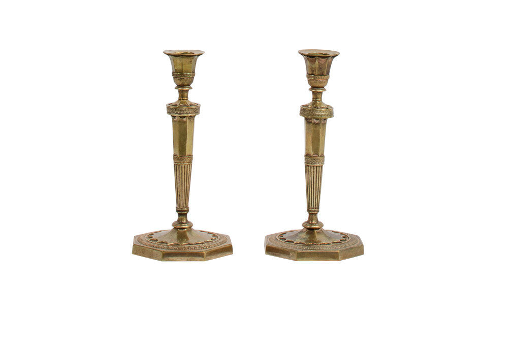 Gilt Bronze Directoire Candlesticks, France Early 19th Century Default
