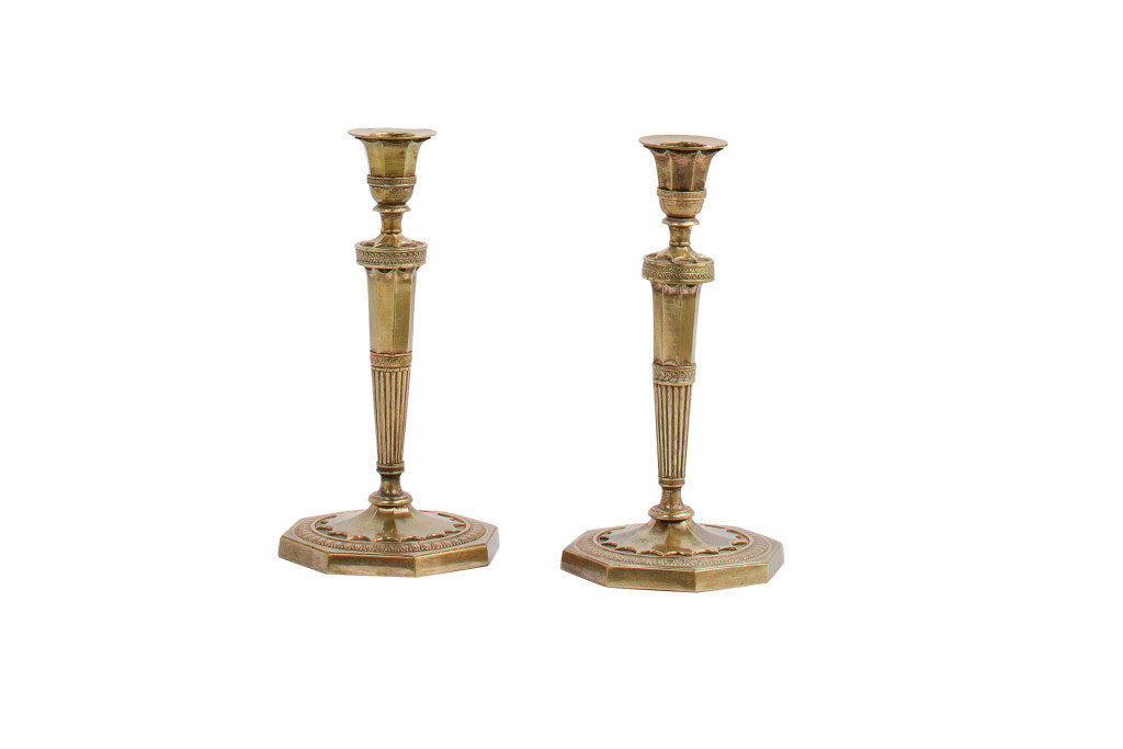 Gilt Bronze Directoire Candlesticks, France Early 19th Century Default