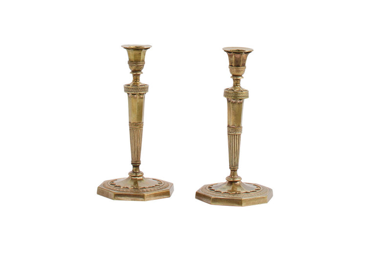 Gilt Bronze Directoire Candlesticks, France Early 19th Century