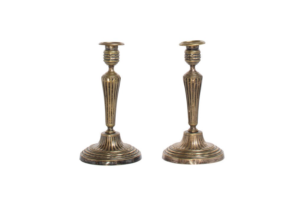 Silvered Bronze L.XV Style Candlesticks, France Early 19th Centu Default