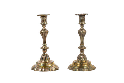 Silvered Bronze L.XV Style Candlesticks, France Early 19th Centu Default