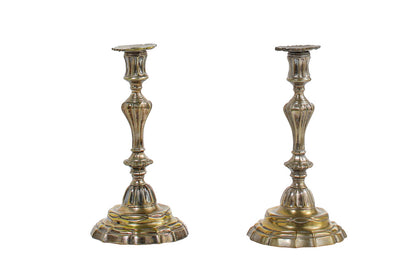 Silvered Bronze L.XV Style Candlesticks, France Early 19th Centu Default