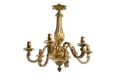 Gilt Bronze L.XVI Style Six Light Chandelier With Acanthus Decor Default