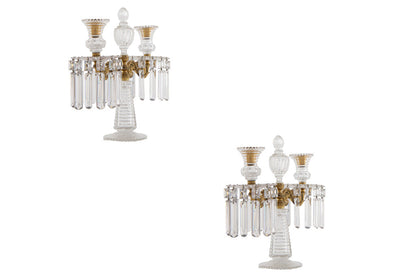 Cut Crystal Gilt Bronze Two Light Candelabra by "PERRY", England Default