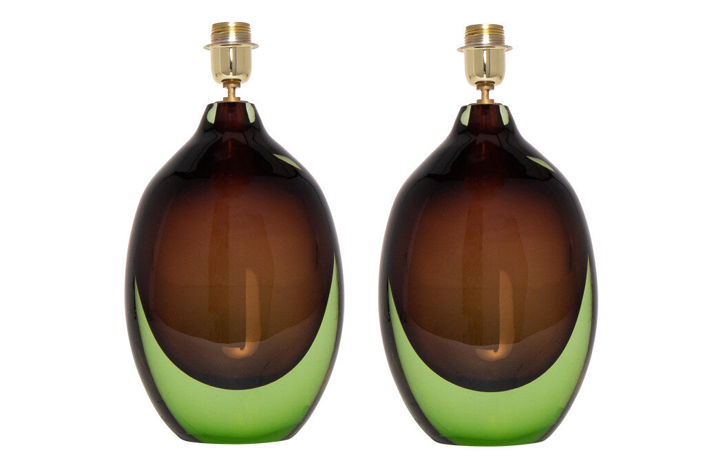 Pair of Venetian Glass Sommerso Table Lamps By "SEGUSO", Italy M Default