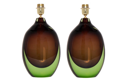 Pair of Venetian Glass Sommerso Table Lamps By "SEGUSO", Italy M Default
