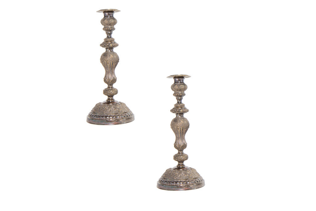 Silvered Bronze L.XVI Style Candlesticks, France 19th Century Default