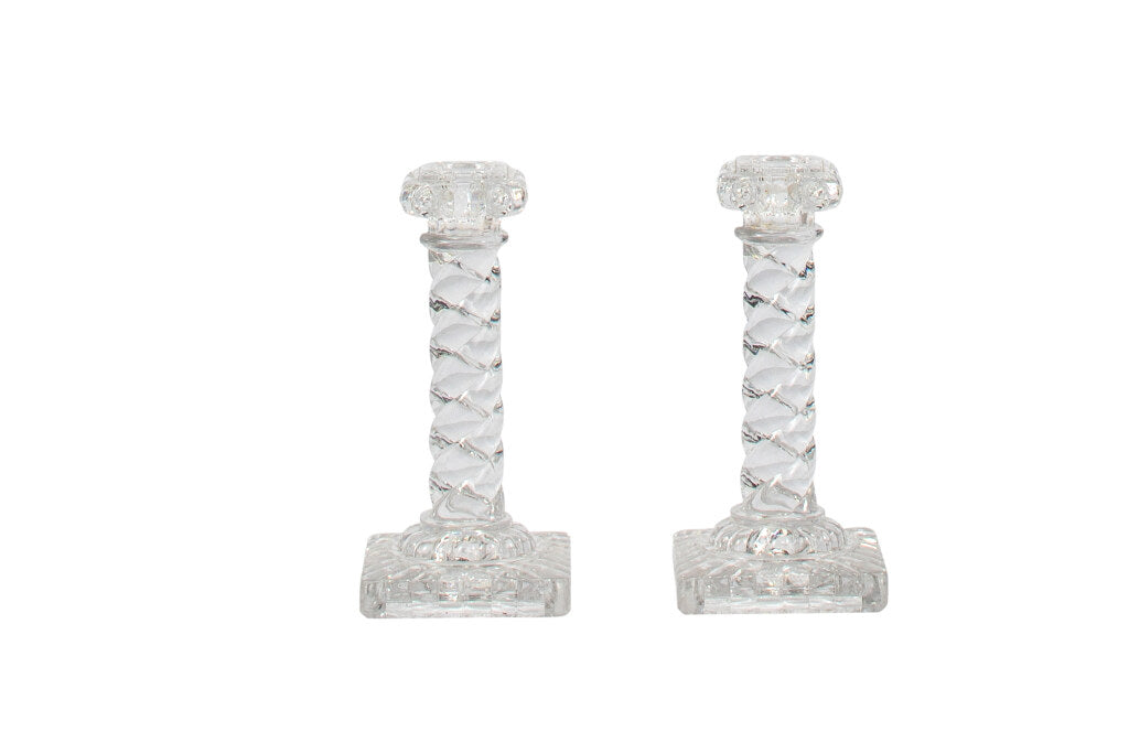 Crystal Twist Candlesticks With Capitals, France 19th Century Default