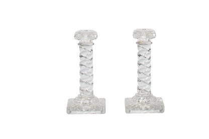 Crystal Twist Candlesticks With Capitals, France 19th Century Default