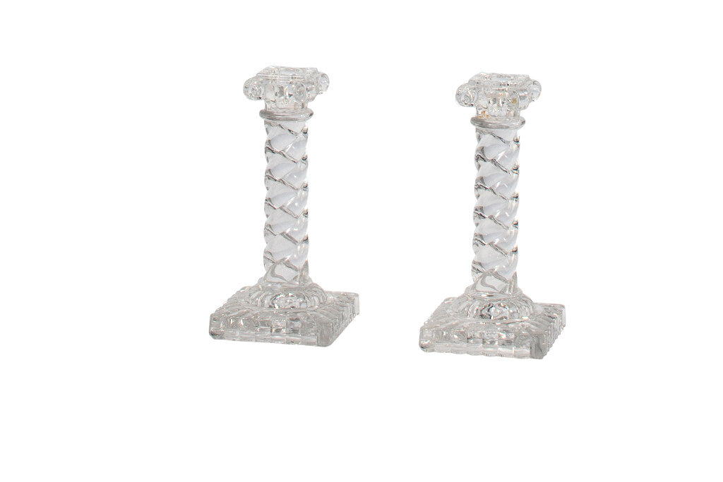 Crystal Twist Candlesticks With Capitals, France 19th Century Default