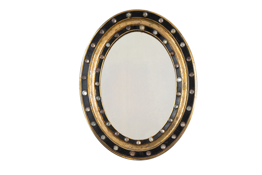Black Painted Wood, Parcel Gilt And Crystal IRISH Regency Mirror Default
