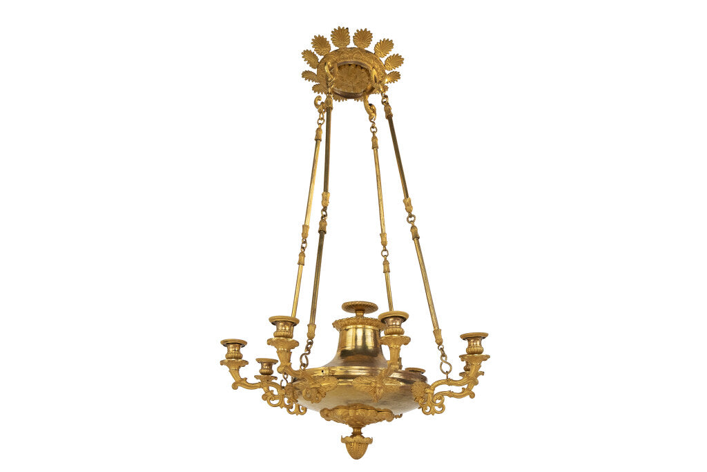 Gilt Bronze RESTAURATION Eight Light Chandelier With Palmettes, Default