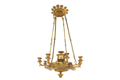 Gilt Bronze RESTAURATION Eight Light Chandelier With Palmettes, Default