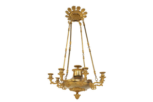 Gilt Bronze RESTAURATION Eight Light Chandelier With Palmettes, Default