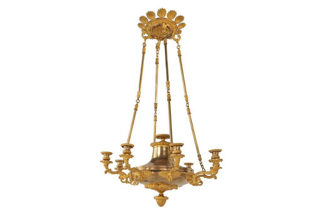 Gilt Bronze RESTAURATION Eight Light Chandelier With Palmettes, Default