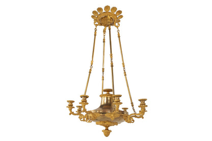 Gilt Bronze RESTAURATION Eight Light Chandelier With Palmettes, Default