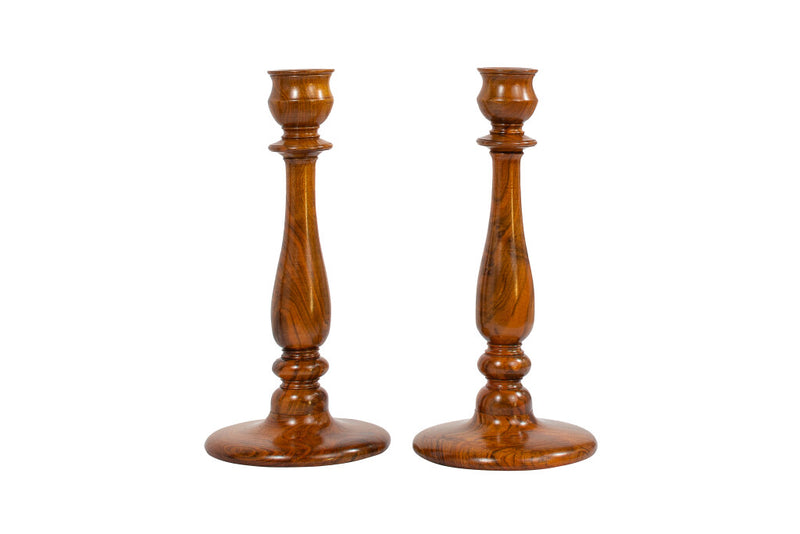 Walnut Candlesticks, England 19th Century