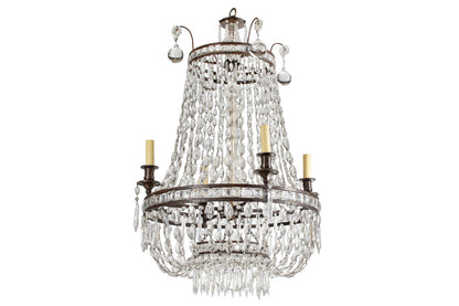 Bronze And Crystal Empire Style Four Light Chandelier, France 19 Default