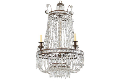 Bronze And Crystal Empire Style Four Light Chandelier, France 19 Default