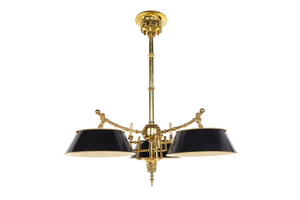 Bronze And Painted Tole  Bamboo Motif Nine Light Chandelier, Fra Default