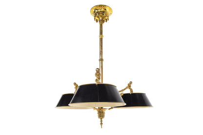 Bronze And Painted Tole  Bamboo Motif Nine Light Chandelier, Fra Default