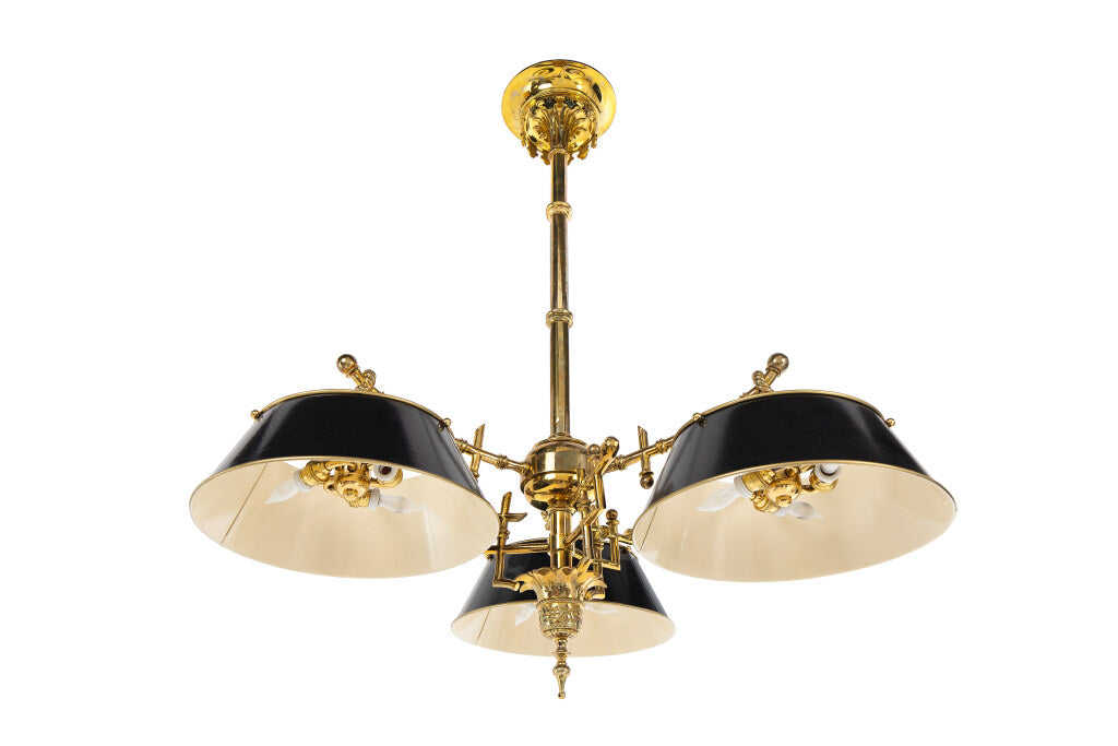 Bronze And Painted Tole  Bamboo Motif Nine Light Chandelier, Fra Default