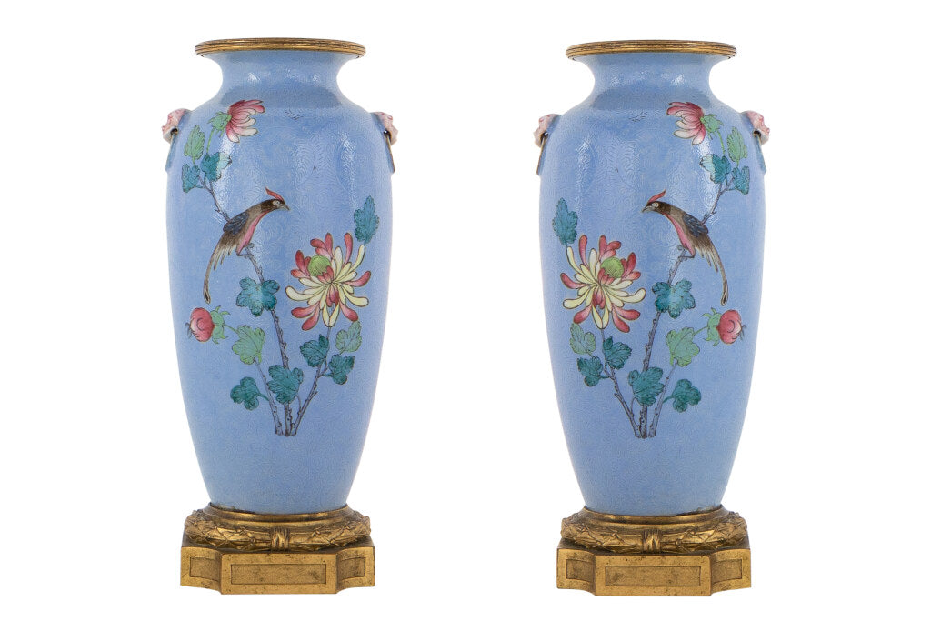 Porcelain Bleu Celeste Decorated Vases With French Gilt Bronze M Default