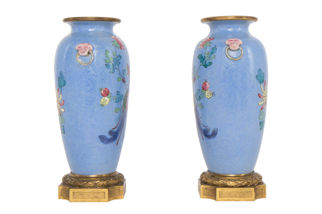 Porcelain Bleu Celeste Decorated Vases With French Gilt Bronze M Default