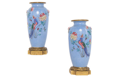 Porcelain Bleu Celeste Decorated Vases With French Gilt Bronze M Default