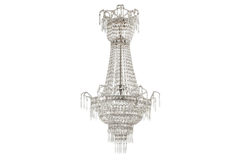 Cut Crystal Directoire Style Basket Form Chandelier, France Earl