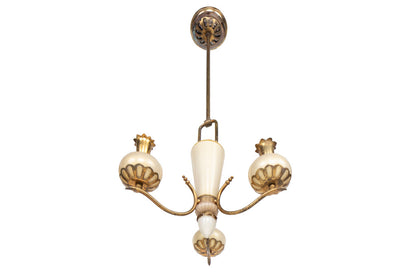 Venetian Cream  And Gold Flecked Colored Glass Three Light Chand Default
